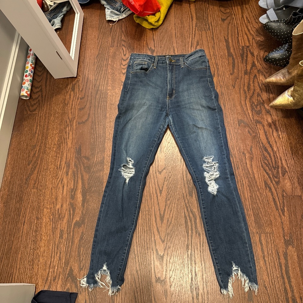 Just black distressed denim